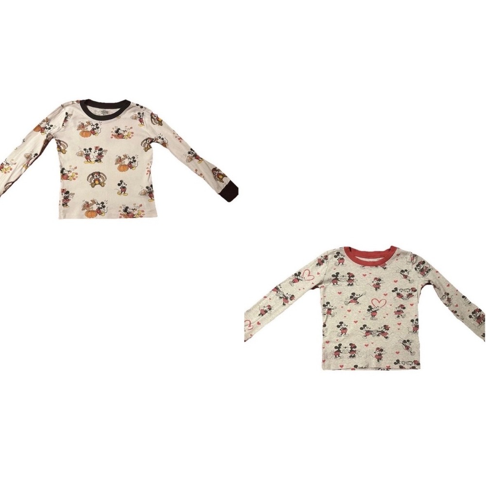 Pottery Barn Kids 2 Pajama Tops‎ ONLY Sz 8 Organic Cotton Disney Mickey Minnie
